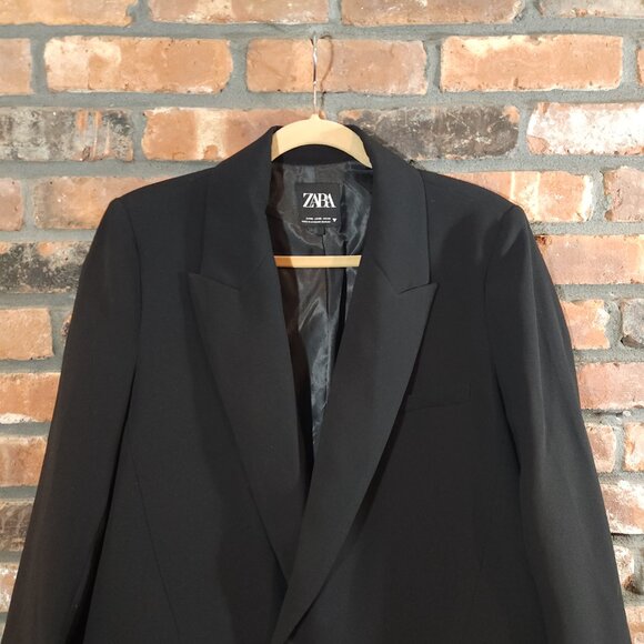 Zara Flowy Oversized Suit Blazer in Black Slouchy Menswear-inspired Women's XL - Picture 9 of 13